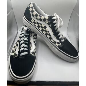 VAN'S Men's Size 11 Black and White Checkered Low Top Lace Up Sneakers Shoes